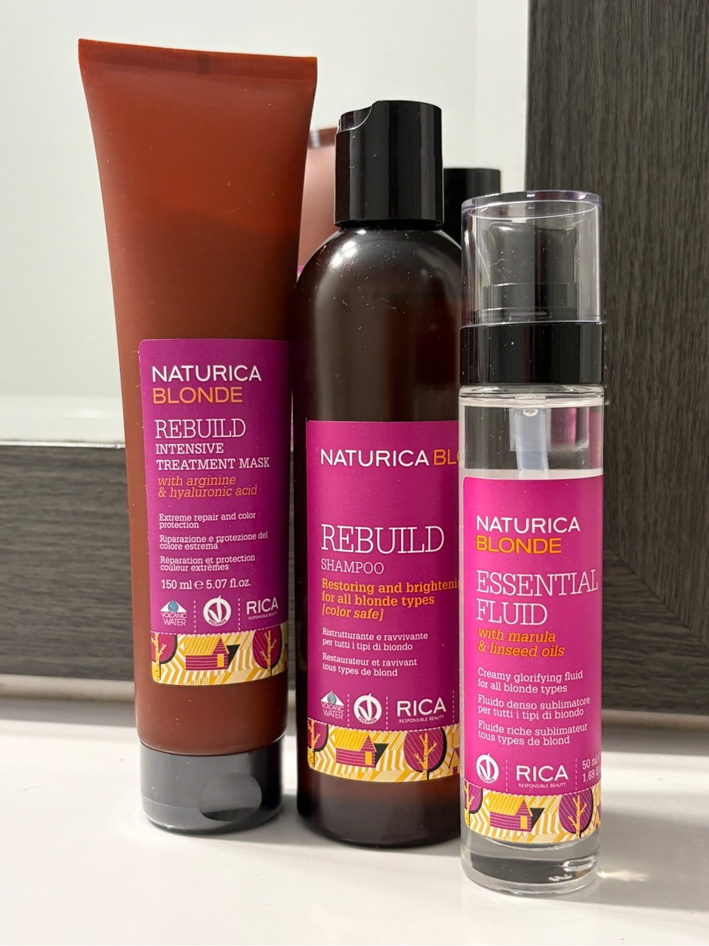 Blonde Rebuild Shampoo, Treatment Mask & Essential Fluid — Pink